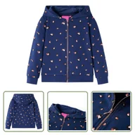 Bluzy dla dziewczynek - Bluza dziecięca z kapturem - granatowa - 128 - Bluza Dziewczęca - miniaturka - grafika 1