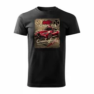 Koszulki męskie - Koszulka z samochodem Alfa Romeo Giulia Quadrifoglio męska czarna REGULAR-XXL - miniaturka - grafika 1