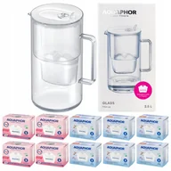 Dzbanki filtrujące - Dzbanek filtrujący szklany Aquaphor Glass biały +10 filtrów Maxfor (4Mg+6) - miniaturka - grafika 1