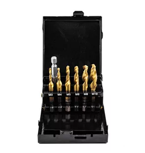 Zestaw wierteł gwintujących M3-M10 HSS z powłoką tytanową 6szt SILVER - Wiertła - miniaturka - grafika 4