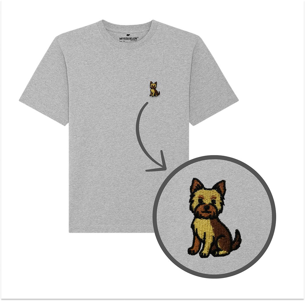 Haftowany T-shirt - YORK - szary 2XL