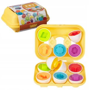 KLOCKI JAJKA EDUKACYJNE 6 SZT DO NAUKI KSZTAŁTÓW I KOLORÓW MONTESSORI - Zabawki interaktywne dla dzieci - miniaturka - grafika 1