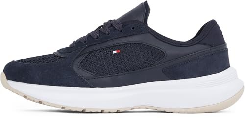 TOMMY HILFIGER Damska koszulka sportowa do biegania z niskim stanem, niebieski (Space Blue), 38 EU, Niebieski kosmiczny niebieski, 38 EU