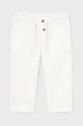 Spodnie i spodenki dla chłopców - Mayoral spodnie z domieszką lnu dziecięce kolor biały gładkie - miniaturka - grafika 1