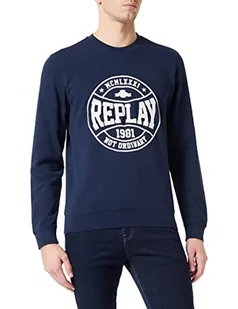 Replay Bluza męska M6254, 085 niebieska, M - Bluzy męskie - miniaturka - grafika 1