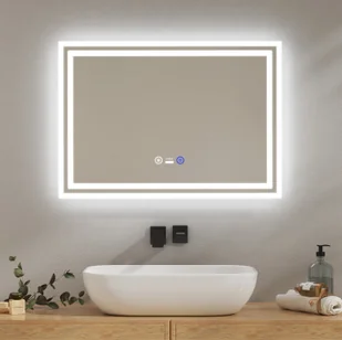 Lustro łazienkowe EMKE LED z czujnikiem ruchu 70x50cm, dotykowe, bezmgielne, 3 barwy światła z możliwością ściemniania, automatyczne wyłączanie po 1 godzinie, energooszczędne IP44 - Lustra - miniaturka - grafika 1
