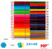 Kredki, ołówki, pastele i pisaki - MP Kredki ołówkowe heksagonalne dwustronne 24 szt 48 kol - miniaturka - grafika 1