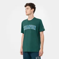 Koszulki sportowe męskie - Męski t-shirt z nadrukiem CHAMPION ROCHESTER Crewneck T-shirt - zielony - miniaturka - grafika 1