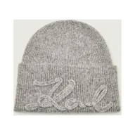 Czapki damskie - Karl Lagerfeld Czapka k/signature z dodatkiem wełny - miniaturka - grafika 1