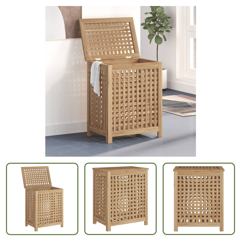 Kosz na pranie The Living Store 50x35x60 cm lite drewno tekowe