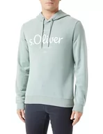 Bluzy męskie - s.Oliver Sales GmbH & Co. KG/s.Oliver Męska bluza z logo z kapturem, zielony, XXL - miniaturka - grafika 1