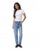 Spodnie damskie - ONLY JEANSY PROSTE ŚREDNI STAN NIEBIESKIE Z PRZETARCIEM 27/32 6BA - miniaturka - grafika 1