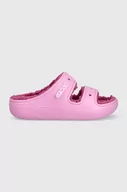 Kapcie damskie - Crocs kapcie Classic Cozzzy Sandal kolor różowy - miniaturka - grafika 1