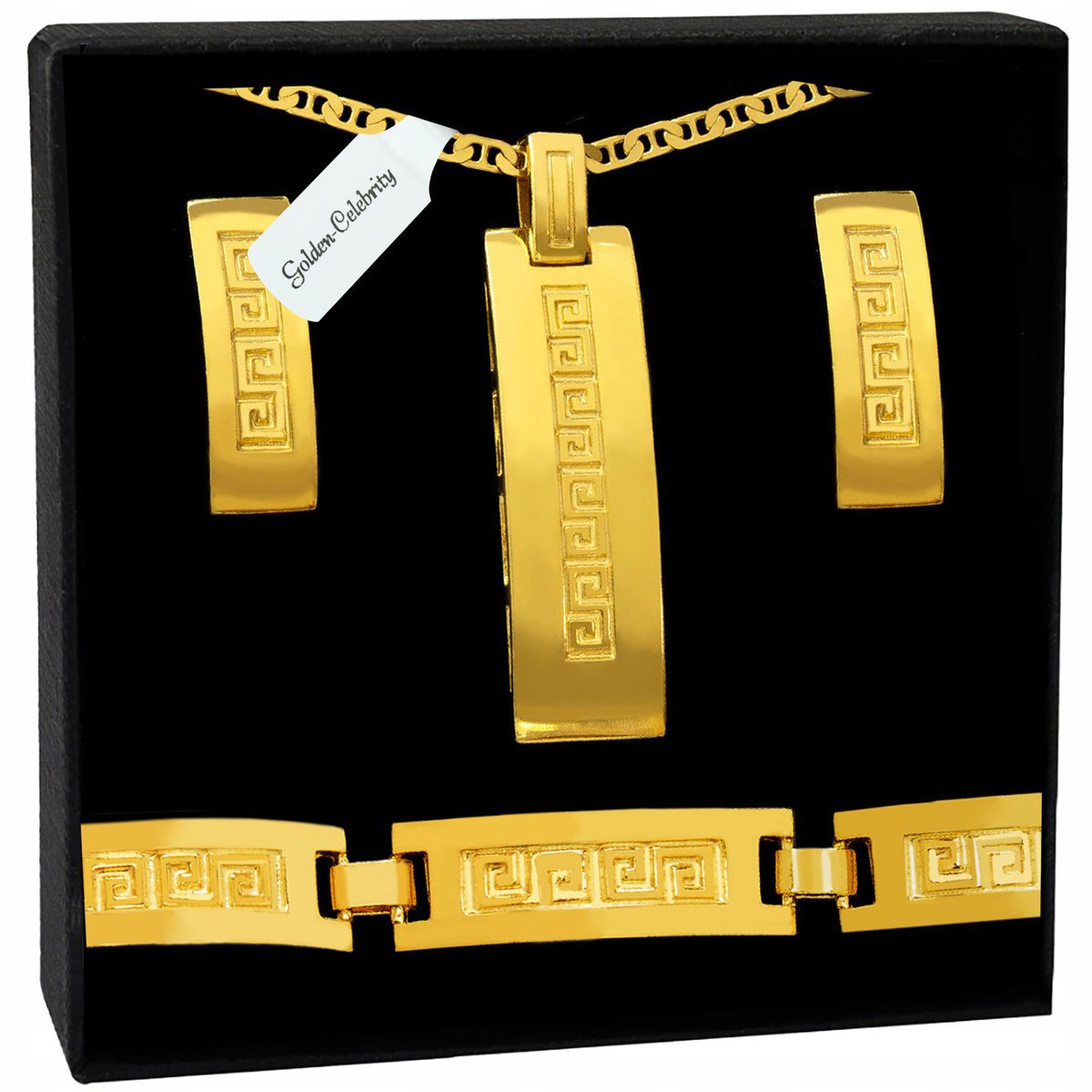 ZŁOTY KOMPLET BIŻUTERII NASZYJNIK + ZAWIESZKA 925 BRANSOLETKA KOLCZYKI 55CM