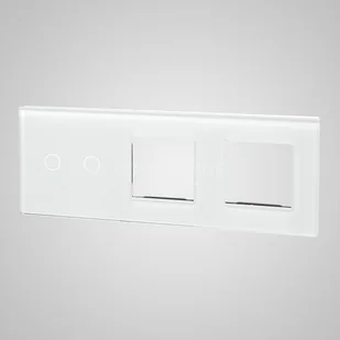 Touchme Duży panel 86x228mm szklany, 1 x przycisk podwójny, 2 x ramka, biały TM702728728W - Tablice interaktywne - miniaturka - grafika 1