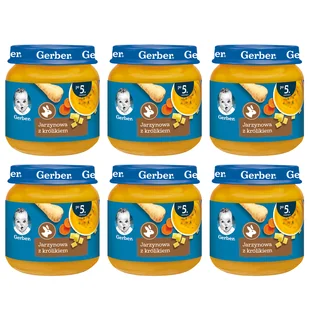 Zestaw Gerber Zupka, jarzynowa z królikiem, po 5 miesiącu, 6 x 125 g - Desery dla dzieci - miniaturka - grafika 1