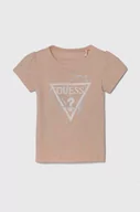 Koszulki dla dziewczynek - Guess t-shirt niemowlęcy kolor pomarańczowy - miniaturka - grafika 1