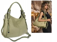 Torebki damskie - Torebka Damska shopper WOREK włoska marka SWEET YEARS pojemna 6846 Zielona - miniaturka - grafika 1