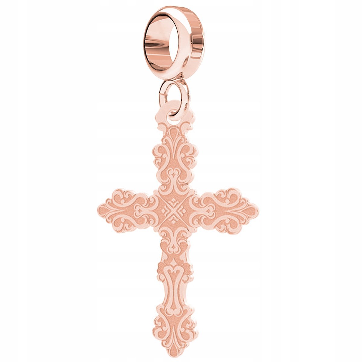 Charms Pozłacany z Krzyżykiem Ozdobny Krzyż Krzyżyk Religia SREBRO 925