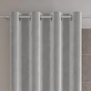 Gotowa zasłona z miękkiej welwetowej tkaniny Velvi, kolor pastelowy szary na przelotkach, rozmiar 140x240 cm - Zasłony Gotowa zasłona z miękkiej welwetowej tkaniny Velvi, kolor pastelowy szary na przelotkach, rozmiar 140x240 cm - Zasłony - miniaturka - grafika 1