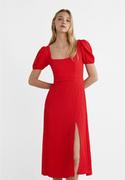 Sukienki - Stradivarius Sukienka średniej długości z wiązaniem na plecach  Ciemnoczerwony L - miniaturka - grafika 1