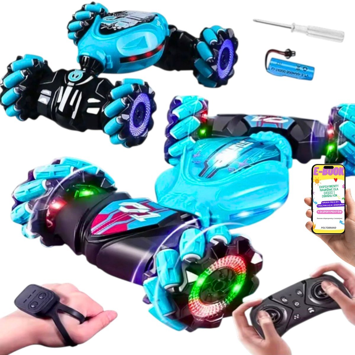 AUTO DLA DZIECKA 4x4 STEROWANE GESTAMI PILOT TWISTER DRIFT 360° LED EKSTREMALNA ZABAWA DLA DZIECI 4 5 6 7 8 Latka + EBOOK