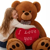 Maskotki i pluszaki - Miękki pluszowy miś brązowy 175 cm z poduszką w kształcie serca - miniaturka - grafika 1
