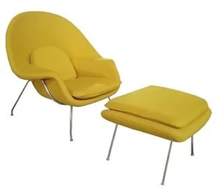 Fotel biurowy, krzesło biurowe King Home Fotel Cozy Z Podnóżkiem Musztardowy.21 Wełna Kaszmirowa Stal Polerowana JH-C06.MUSTARD - Fotele i krzesła biurowe - miniaturka - grafika 2