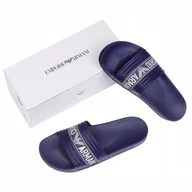 Klapki i japonki męskie - Emporio Armani markowe klapki męskie New italy Navy Blue 43 - miniaturka - grafika 1