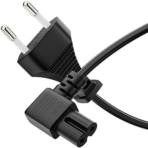 sonero Kabel zasilający, kabel sieciowy 2-biegunowy, 5 m, wtyczka euro typu C, wtyczka sieciowa do gniazda IEC C7 Euro 8, kąt 90°, zasilacz sieciowy do telewizora, PS5, PS4, PS3, urządzeń gospodarstwa