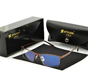 Brązowe męskie okulary do komputera BLUE LIGHT zerówki 2553E - Okulary korekcyjne, oprawki, szkła - miniaturka - grafika 1