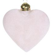 Ozdoby bożonarodzeniowe - Bombka ozdobna Serce welurowe szklana ozdobna w kolorze różowym 8 cm - miniaturka - grafika 1