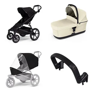 Wózek miejski Thule Urban Glide 4-wheel Black + Bassinet Soft beige SET 4in1 - Wózki dziecięce - miniaturka - grafika 1