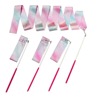Wstążka Gimnastyczna Do Tańca Ćwiczeń Róż Fiolet Błękit Błyszcząca 205x5cm LEAN TOYS - Zabawki i gry sportowe - miniaturka - grafika 1