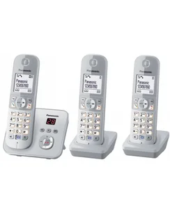 Panasonic KX-TG6823GS, analog telephone silver three handsets with answering machine - Telefony stacjonarne - miniaturka - grafika 1