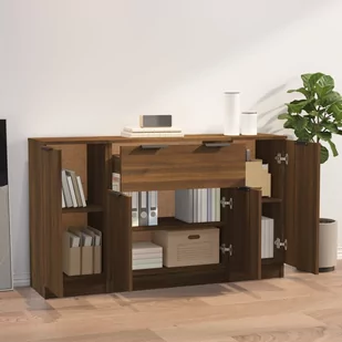 Lumarko Szafki, 3 szt., brązowy dąb, materiał drewnopochodny - Szafki do salonu - miniaturka - grafika 4