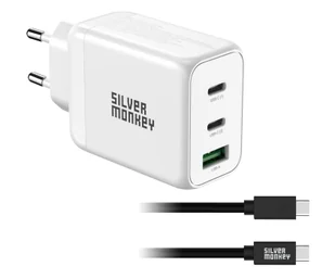 Silver Monkey Ładowarka GaN 65W + Kabel USB-C 60W - Ładowarki do telefonów - miniaturka - grafika 1