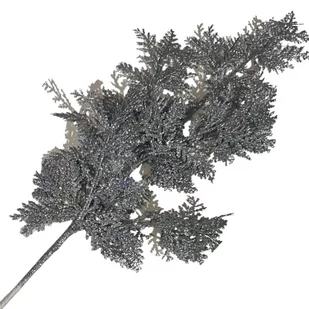 DUŻA GAŁĄZKA BROKAT SREBRO DEKORACJA OZDOBA 68 CM - Sztuczne kwiaty - miniaturka - grafika 1