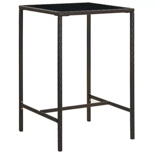 vidaXL Lumarko Ogrodowy stolik barowy, brązowy, 70x70x110cm, rattan PE i szkło! 313457 - Stoły ogrodowe - miniaturka - grafika 1