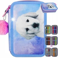 Piórniki - PIÓRNIK TRZYKOMOROWY Z WYPOSAŻENIEM PIES Z PIESKIEM DLA DZIEWCZYNKI - miniaturka - grafika 1