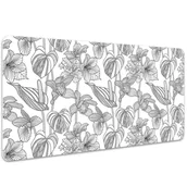 Podkładki na biurko - Mata z nadrukiem na biurko Kwiaty kontury 100x50 cm, Dywanomat - miniaturka - grafika 1