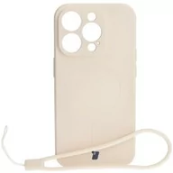 Etui i futerały do telefonów - Bizon Etui silikonowe z pierścieniem magnetycznym Case Silicone Magnetic do iPhone 15 Pro, beżowe - miniaturka - grafika 1