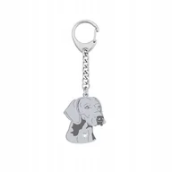 Breloki - Srebrny Brelok z psem Wyżeł Weimarski - Weimaraner SREBRO 925 GRAWER GRATIS - miniaturka - grafika 1