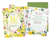 Kartki okolicznościowe i zaproszenia - Karnet B6 Urodziny 80 (kwiaty) - Kukartka - miniaturka - grafika 1