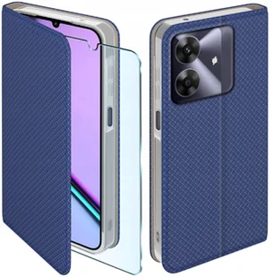 Etui z klapką do Realme Note 60 Zamykane Granatowe Futerał + Szkło 9H - Etui i futerały do telefonów - miniaturka - grafika 1