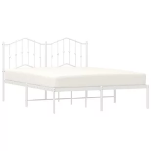 Metalowa rama łóżka z wezgłowiem biała, 140x200 cm Lumarko! - Łóżka - miniaturka - grafika 4