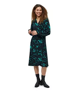 Sukienki - Minus Damska sukienka owijana Selena 1, oceaniczny zielony wirujący nadruk, 10 - grafika 1