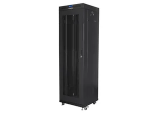 Szafa instalacyjna rack stojąca 19" 42u 600x600 lcd drzwi perforowane czarna lanberg (flat pack) v2 FF01-6642-23BL - Szafy rack - miniaturka - grafika 1