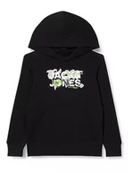 Bluzy dla chłopców - JACK&JONES JUNIOR Chłopięca bluza z kapturem Jcodust Sweat Hood Sn Jnr, czarny, 140 - miniaturka - grafika 1