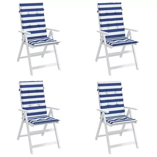 Poduszki na krzesła, 4 szt., niebiesko-białe paski, tkanina Lumarko! - Poduszki ogrodowe - miniaturka - grafika 4